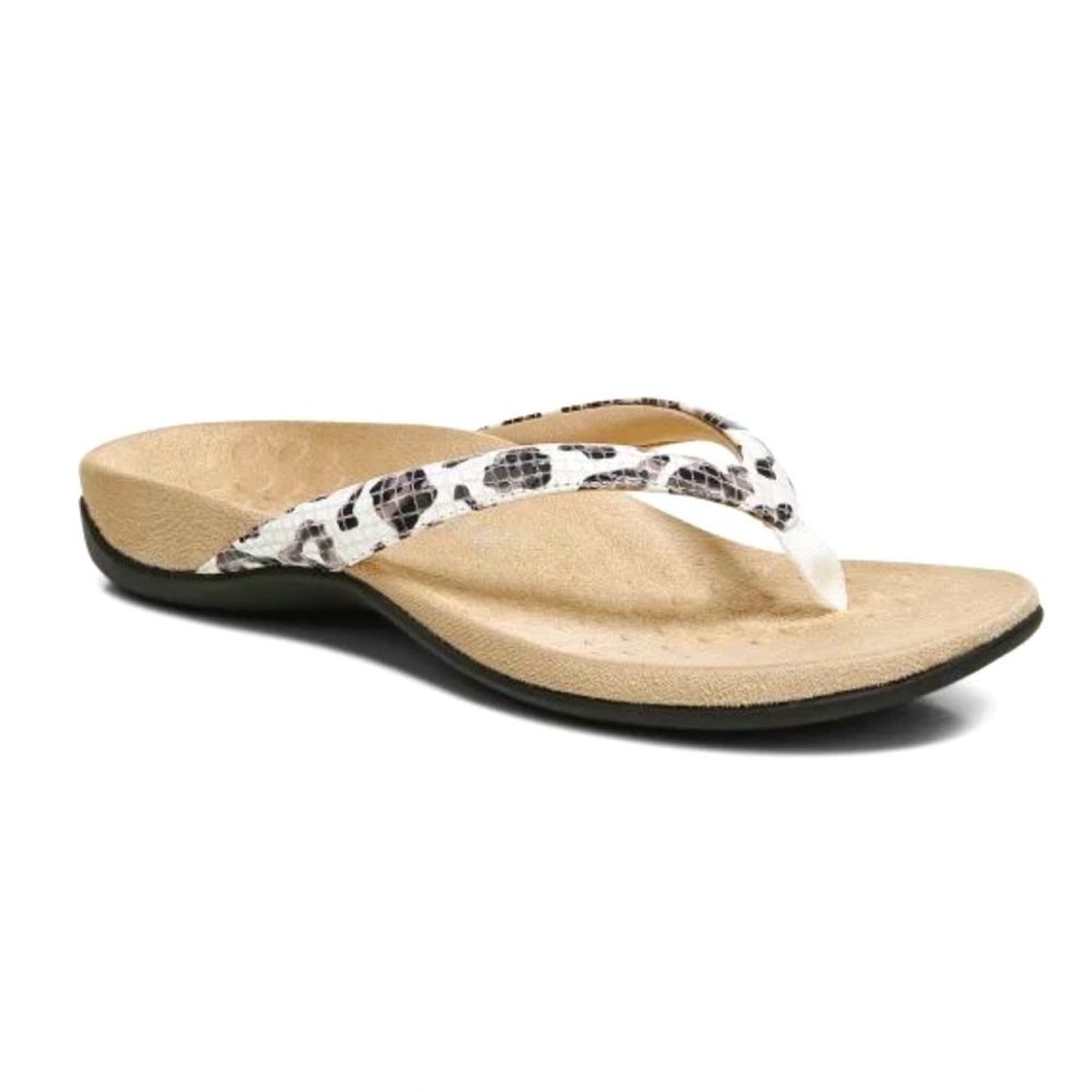 VIONIC Pre-Owned Women’s DillonToe post white leopard Flip Flop US Size 8.5-9